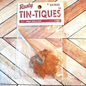2 Rusty Metal Leaves by Rusty Tin-tiques Brand New in Package for Crafts